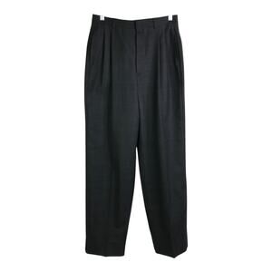 Barry Bricken Pants Womens 10 Blue Gray Plaid 100% Wool Highwaist Tweed Trouser